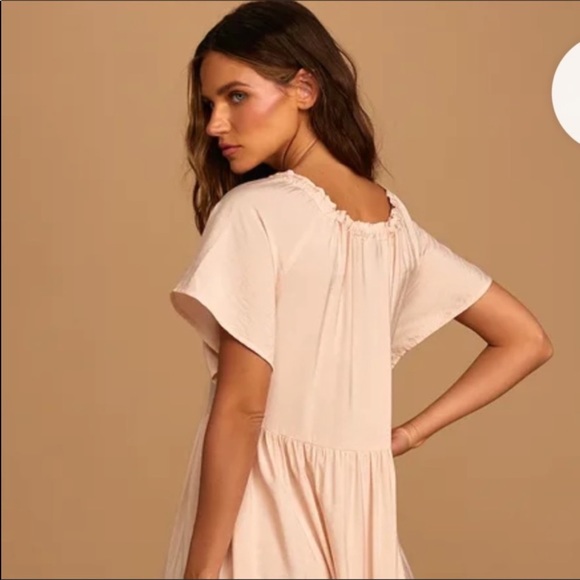 Lulu’s Present Moment Blush Pink Bow Front Tiered Maxi Dress Size Medium NWT - Picture 5 of 12